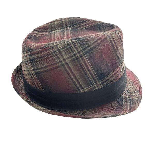Plaid Fedora Plaid Hat Factory Faded Zara 24 in Large u - Picture 3 of 6